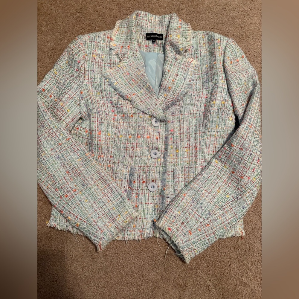 Chic Multicolor Tweed Blazer